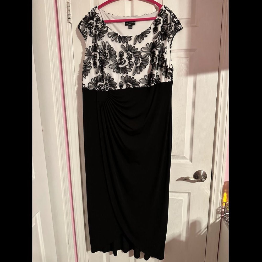 Connected Apparel Fancy Wedding Cocktail Maxi Long Dress Black/White sz 20W